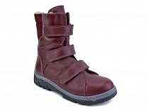 285б (22-31) Аквелла (Akwella), ботинки  детские ортопедические с высоким берцем, демисезонные, ворсин, кожа, бордовый в Архангельске