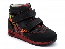 092-11 Бос (Bos), ботинки детские ортопедические профилактические, не утепленные, кожа, нубук, черный, красный в Архангельске