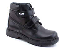 128-043 (31-36) Джойшуз (Djoyshoes) ботинки  ортопедические профилактические утеплённые, флис, кожа, черный 