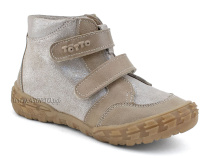201-191,138 Тотто (Totto), ботинки демисезонние детские профилактические на байке, кожа, серо-бежевый в Архангельске