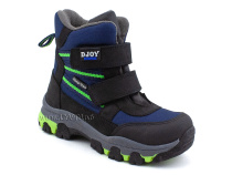 061-111-160 (26-30) Джойшуз (Djoyshoes) ботинки  ортопедические профилактические мембранные утеплённые, флис, мембрана, нубук, темно-синий, черный 